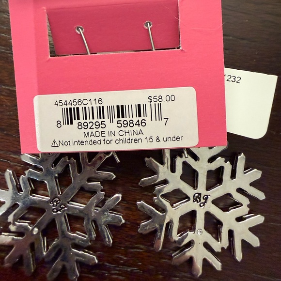 Betsey Johnson Sparkly Snowflake Earrings - Picture 3 of 3